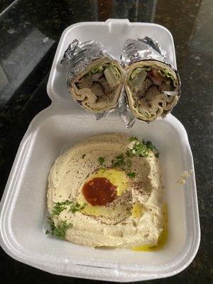 Gyro Sandwich with hummus - delicious!