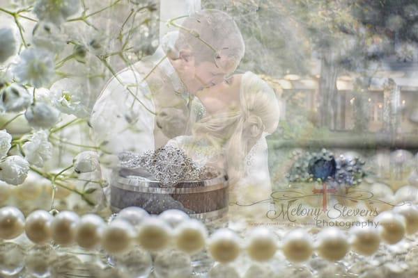 Wedding Photography double exposure of the Kiss.