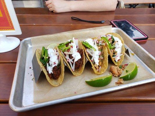 Beef tacos and chicken tacos