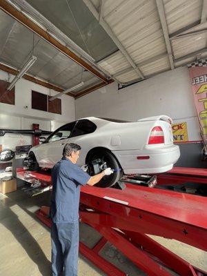 Taking car of an old performance car.