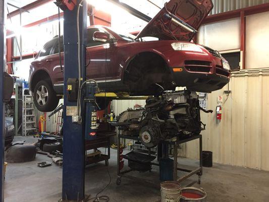 Volkswagen Touareg in for a timing chain repair.