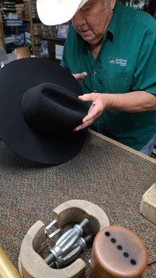 World Famous Jerry Derby making my custom Cowbow hat. Awesome!