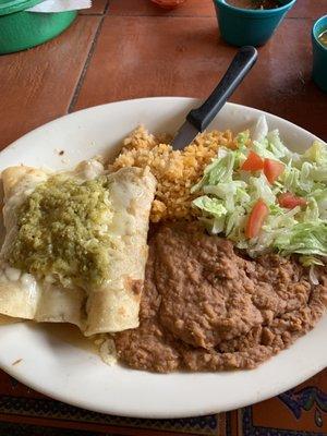 Enchiladas Verde ( very very dry ).