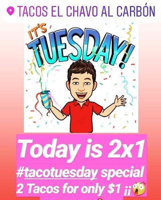 every tuesday is #tacotuesday 2x1 tacos 4-10p.m.