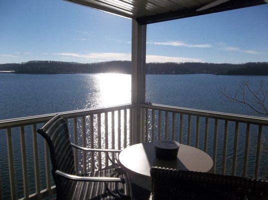 Magnificent view of the lake from the screened in balcony from one of the condos