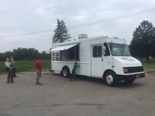 Great food truck right by off the road.