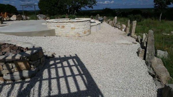 Rock scaping around pool.
Fredericksburg.tx