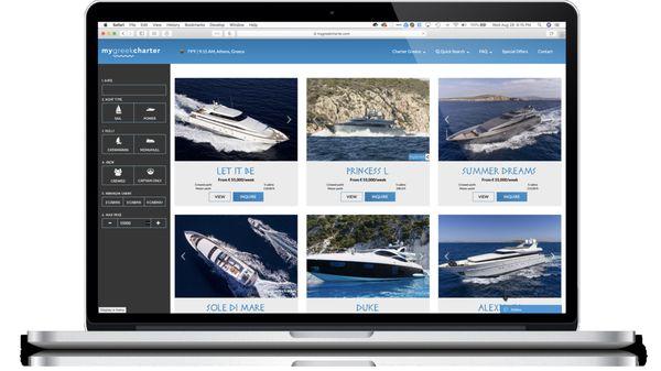 Luxury yacht vacations private booking website development