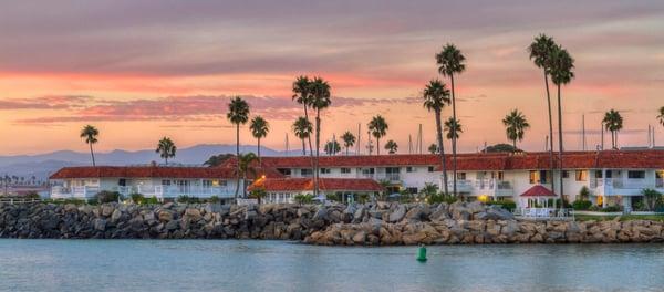 The Oceanside Marina Suites is located on its own private peninsula in the Oceanside Harbor...