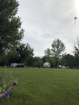 There is a huge open grass area that is perfect for flying a kite!