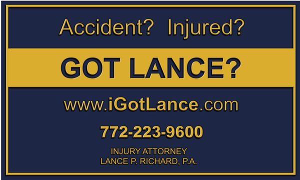 Have you been in an accident and been injured? Go to www.iGotLance.com for a consultation.