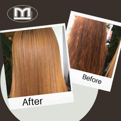 Before and After nanoplastia hair treatment