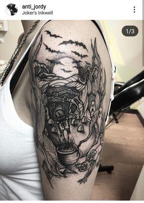 Awesome Halloween half sleeve by miss Jordyn