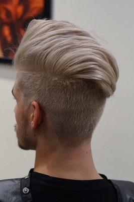 Mens cut with platinum blonde color