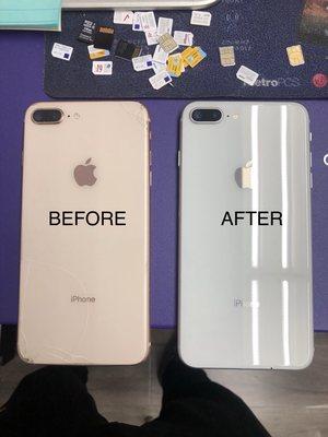 BACK GLASS REPAIR WITH COLOR CHANGE