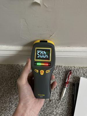 The extremely high moisture reading two weeks after the incident because they didn't take care of the problem