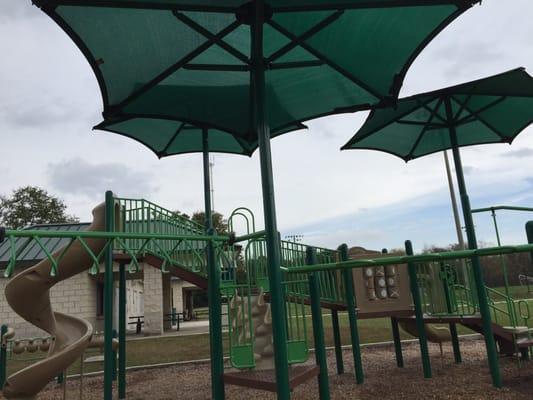 Big green umbrellas