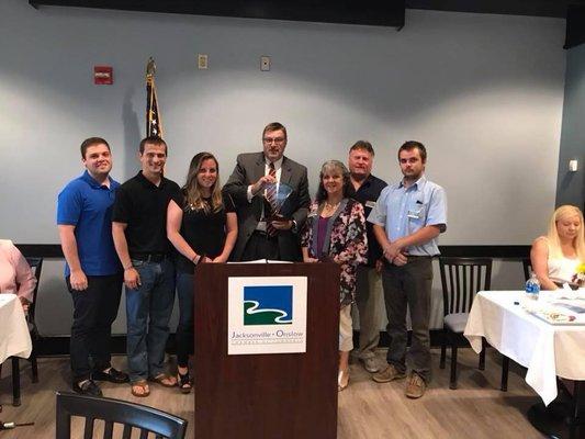 Excel Body Works won the 2018 Small Business of the Year award from the Jacksonville*Onslow Chamber of Commerce sponsored by First Citizens