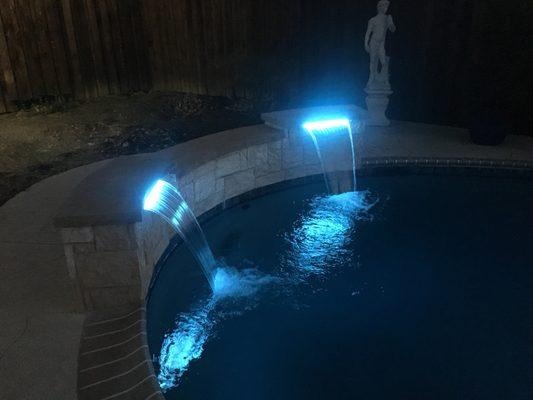 Color changing LED sheer descent water falls