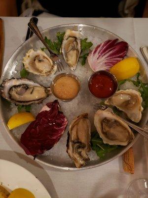 Raw oysters.... 3 east coast and 3 Sexy mac (or stunting like this)