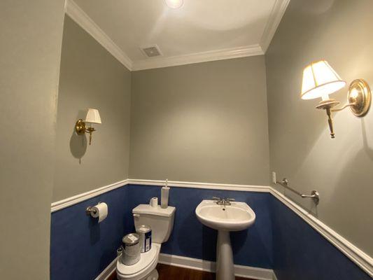 Completed interior painting in the bathroom.