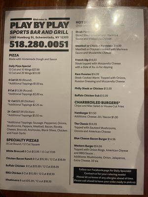 Updated menu started October 2023