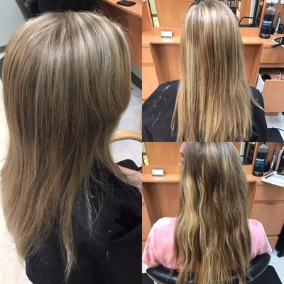 Before (bottom right) and after of highlights and was as some blending of color.