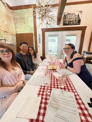 My kids and I at the table inside.