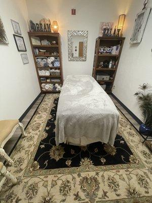 Treatment room for massage and healing for Mind, Body & Spirit