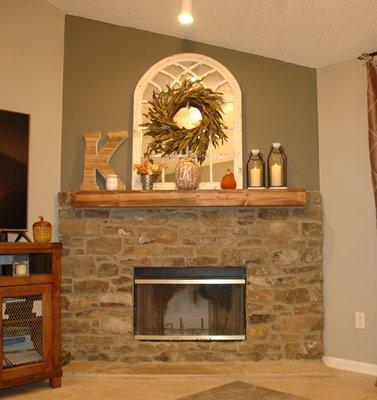 This fireplace is an upgrade from an existing ceramic tile fireplace. Location Jacksonville, Florida.