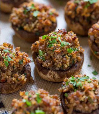 My famous sausage stuffed mushrooms