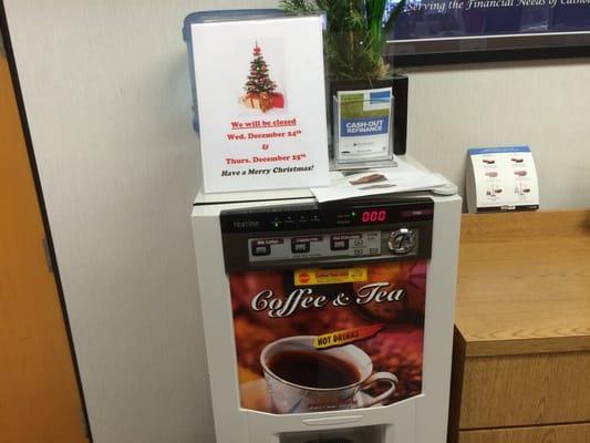 Free Coffee, Tea and Hot Chocolate while you wait