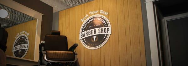 Inside the barber shop.