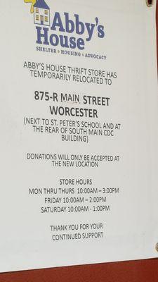 Abby house thift shop moved