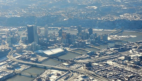 Snowy Downtown Pittsburgh