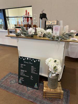 Our coffee mobile cart set up for a community college event.