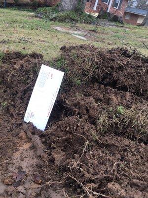 The envelope is there for scale to show how deep the ruts were.