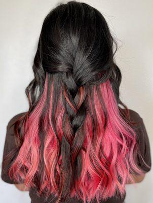 Peek a Boo pink hair by Lia T. !