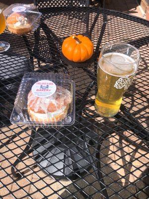 Sunday morning donuts and drafts!  From Orland Park bakery. Beer is Dont F*ck with Jeezus cream ale!