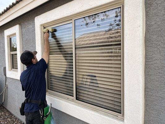 Nathan hitting the windows.