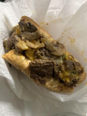 The Mr. T- Extra Steak with Cheese (no onions on mine)