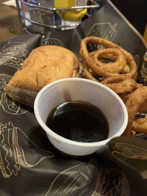 1/2 French Dip an onion rings