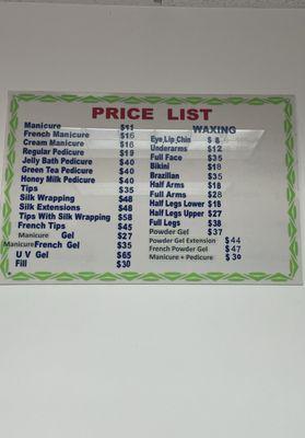 Updated prices as of 2024