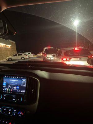 The line for the drive thru. We have not moved in over 20 minutes...