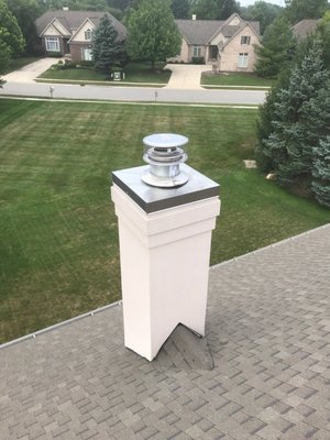 New MFG warranty stainless steel chase lid install on this EFIS chimney.