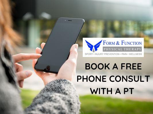 Book your FREE phone consult with a physical therapist today and start getting answers!