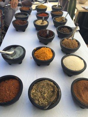 Beautiful spices, next to the Turmeric is the lavender sugar