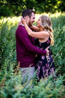 Engaged couple at Chagrin River Park