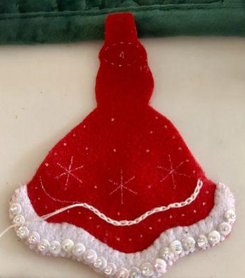 Angel Ornaments have a lot of embroidery, beads and sequins. Very time consuming. 07/21/24