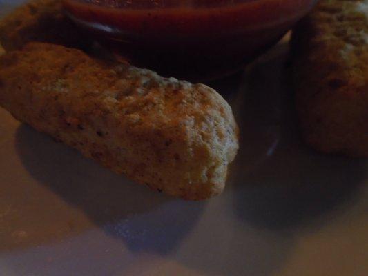 Mozzarella sticks, close-up.